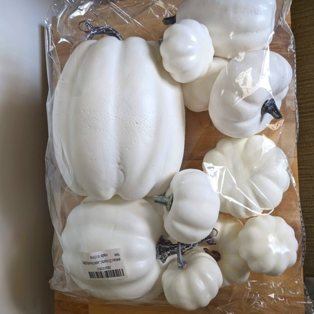 DECORATIVE Set Foam and plastic white pumpkins